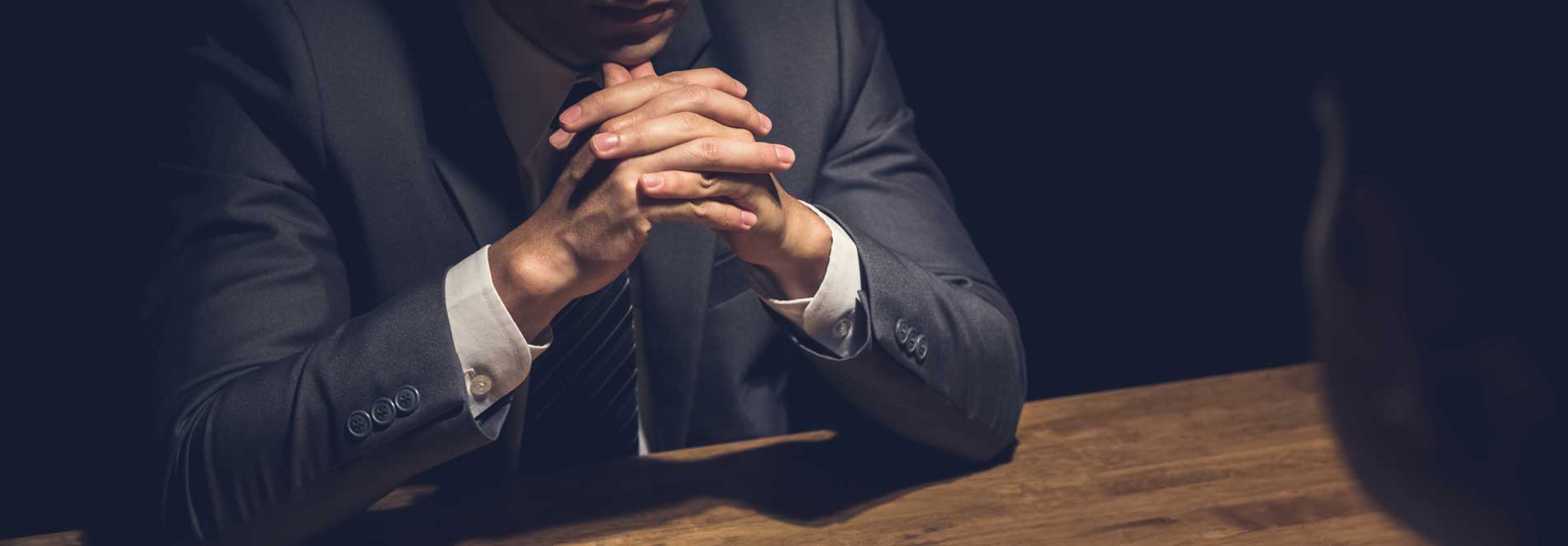 Man looking pensive in an interview