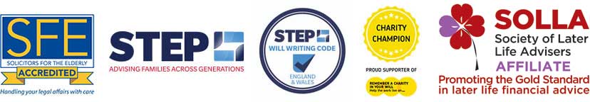 Accreditations: SFE, STEP, Remember A Charity In Your Will, Solla