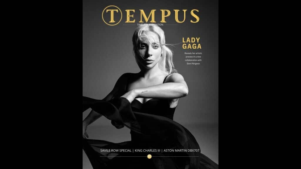 Lady Ga Ga on front cover of Tempus Magazine.