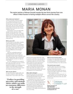 A pdf copy of the Sussex Life article featuring Monan Gozzett's senior partner, Maria Monan.